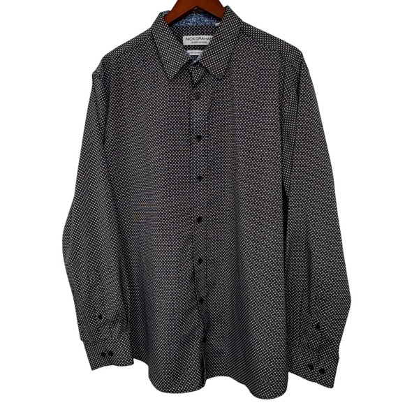 Nick Graham Other - Nick Graham Everywhere Men's XL Stretch Modern Fit Black Geometric Dress Shirt